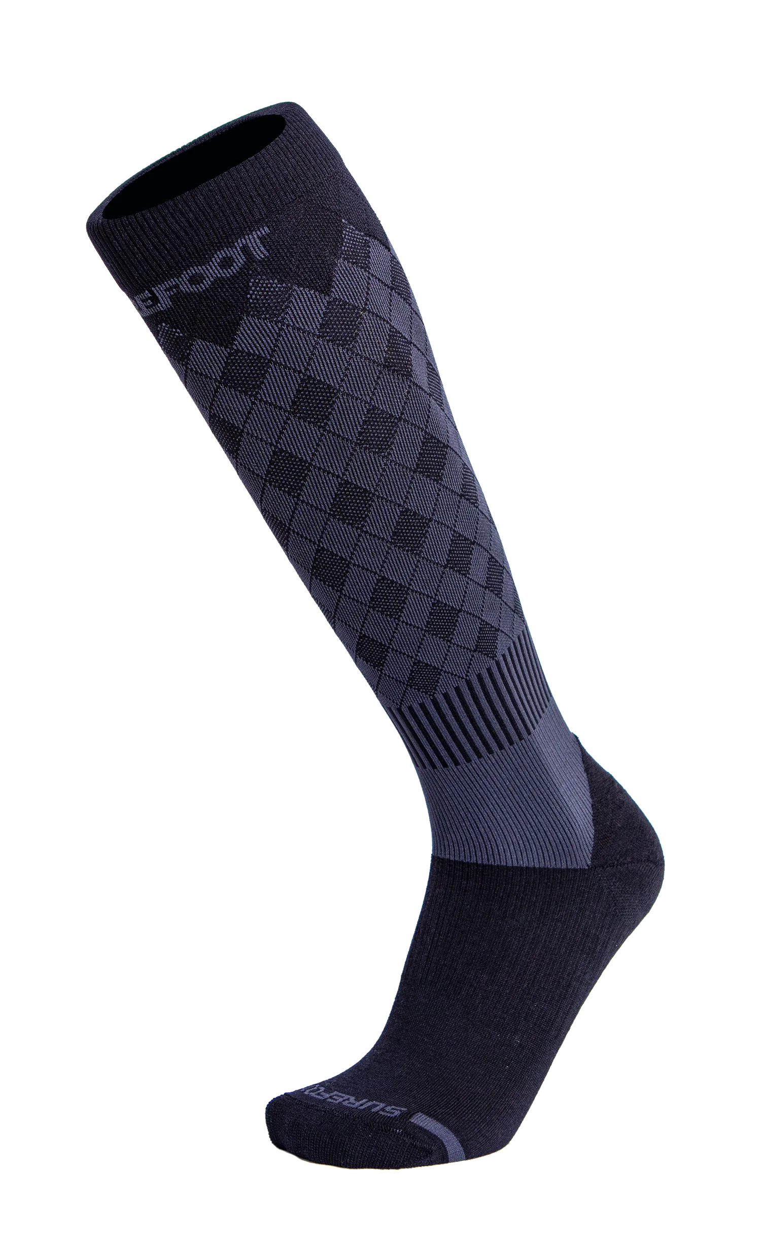 Surefoot Vapor Diamond ski sock Gray/Black with diamond pattern